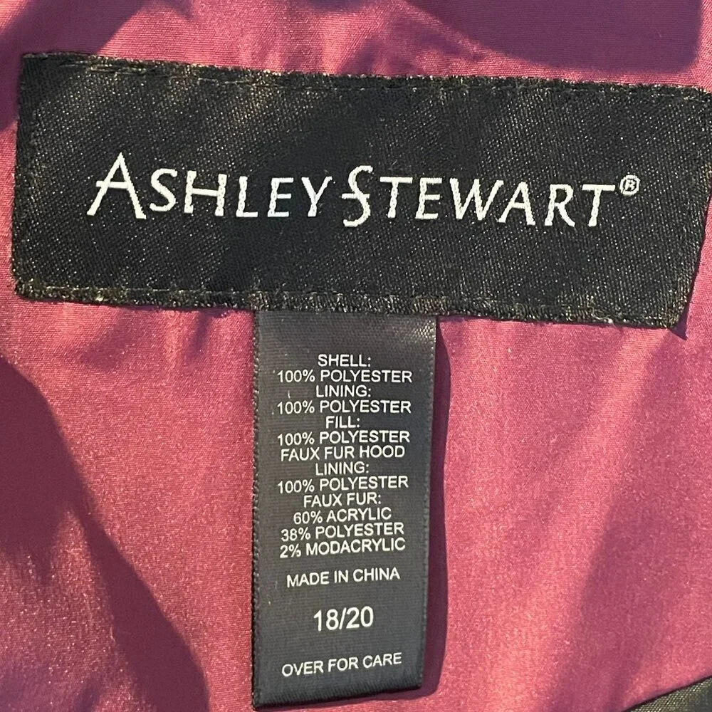 Ashley Stewart Burgundy Winter Coat Size 18/20 - Picture 7 of 8
